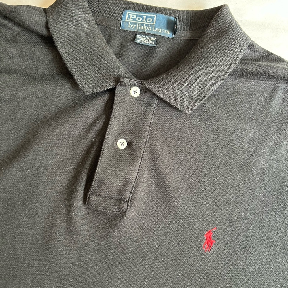 Polo by Ralph Lauren Men's L 100% Cotton Black w/ Red Pony Shirt
